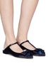 Figure View - Click To Enlarge - STUART WEITZMAN - 'Duckie' glass crystal bow satin mules
