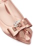 Detail View - Click To Enlarge - STUART WEITZMAN - 'Duckie' glass crystal bow satin mules