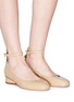 Figure View - Click To Enlarge - STUART WEITZMAN - 'Polly' ankle strap leather ballet pumps
