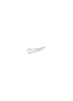 Main View - Click To Enlarge - SOPHIE BILLE BRAHE - 'Petite Croissant' diamond Akoya pearl 14k yellow gold single climber earring