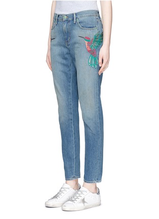 Front View - Click To Enlarge - SANDRINE ROSE - Hummingbird embroidered slim boyfriend jeans