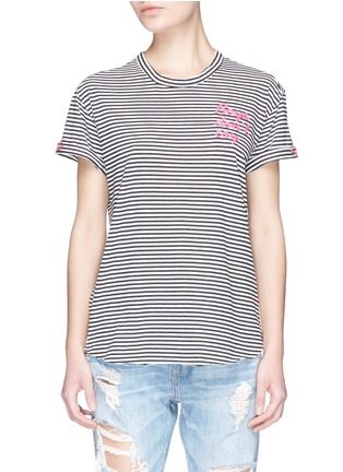 Main View - Click To Enlarge - SANDRINE ROSE - 'Boys don’t' cry' embroidered stripe T-shirt