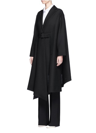 Front View - Click To Enlarge - VALENTINO GARAVANI - Virgin wool belted ruffle coat