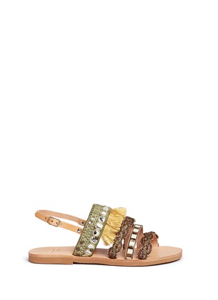 Main View - Click To Enlarge - MABU BY MARIA BK - 'Eris' tribal embroidered tassel leather sandals