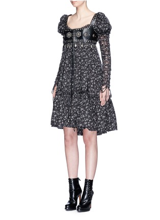 Figure View - Click To Enlarge - ALEXANDER MCQUEEN - Floral print puff shoulder voile dress