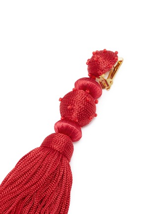 Detail View - Click To Enlarge - OSCAR DE LA RENTA - Beaded threaded sphere silk tassel clip earrings