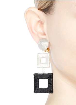 Figure View - Click To Enlarge - OSCAR DE LA RENTA - Threaded geometric clip earrings