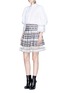 Figure View - Click To Enlarge - ALEXANDER MCQUEEN - Silk lace insert Fair Isle jacquard flared skirt