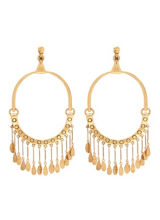 Main View - Click To Enlarge - CHLOÉ - 'Quinn' fringe charm hoop clip earrings