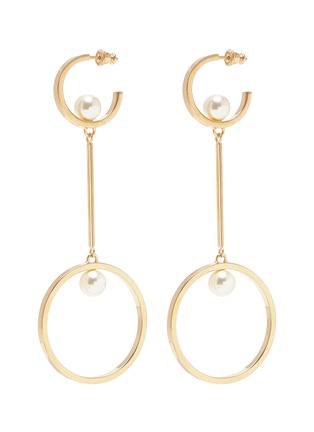 Main View - Click To Enlarge - CHLOÉ - 'Darcey Dangling' Swarovski pearl link hoop earrings