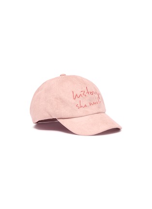 Main View - Click To Enlarge - CJW - 'History, She Wrote' embroidered faux suede baseball cap
