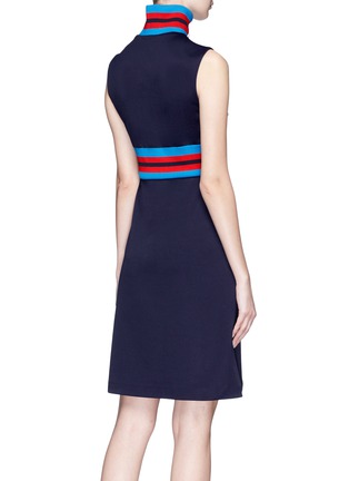 Back View - Click To Enlarge - GUCCI - Bow print half zip turtleneck dress
