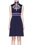 Main View - Click To Enlarge - GUCCI - Bow print half zip turtleneck dress