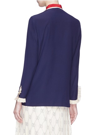 Back View - Click To Enlarge - GUCCI - GG pearl detachable pussybow silk crepe shirt