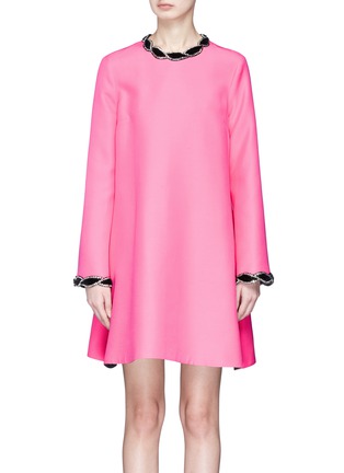 Main View - Click To Enlarge - GUCCI - Glass crystal velvet torchon crepe dress