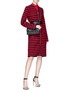 Figure View - Click To Enlarge - GUCCI - Scalloped stripe bouclé knit long cardigan