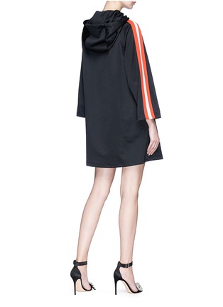 Back View - Click To Enlarge - GUCCI - Logo stripe tape jersey hoodie dress