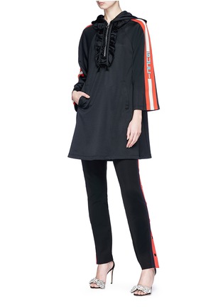 Figure View - Click To Enlarge - GUCCI - Logo stripe tape jersey hoodie dress