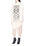 Front View - Click To Enlarge - LOEWE - Logo print tiered fringe cotton-silk T-shirt dress