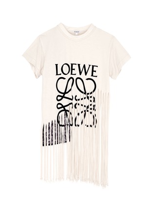 Main View - Click To Enlarge - LOEWE - Logo print bandana panel fringe cotton-silk T-shirt