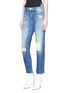 Front View - Click To Enlarge - MOTHER - 'Dazzler Shift' step waist ripped jeans