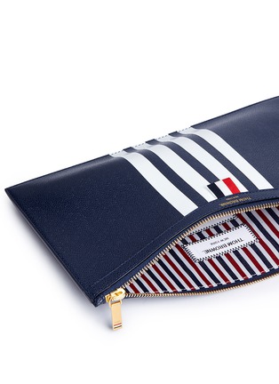 Detail View - Click To Enlarge - THOM BROWNE  - Stripe pebble grain leather document holder