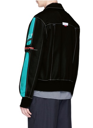  - 10398 - Slogan embroidered unisex twill biker jacket