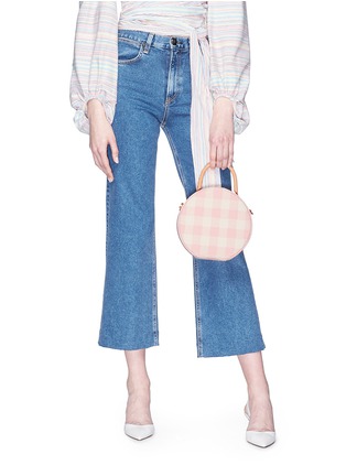 Front View - Click To Enlarge - MANSUR GAVRIEL - 'Circle' gingham check canvas crossbody bag