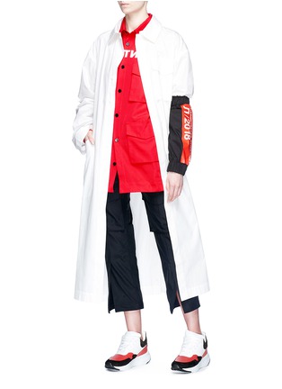 Front View - Click To Enlarge - 10393 - Cyrillic slogan print workwear sleeve
