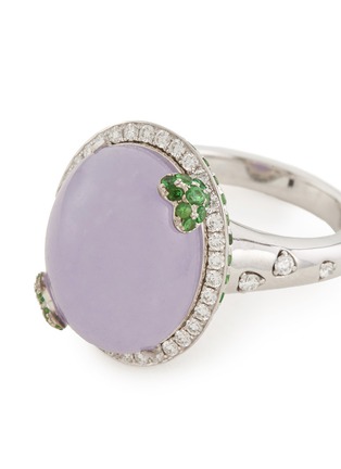 Detail View - Click To Enlarge - SAMUEL KUNG - Diamond garnet jadeite 18k white gold ring