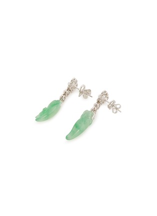 Detail View - Click To Enlarge - SAMUEL KUNG - Diamond jadeite 18k white gold mismatched drop earrings