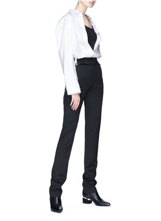 Figure View - Click To Enlarge - HELMUT LANG - Buckled cutout waist wool twill pants