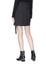 Back View - Click To Enlarge - HELMUT LANG - 'Pull Up' buckled strap mock wrap wool twill skirt