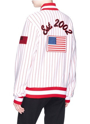 Back View - Click To Enlarge - OPENING CEREMONY - 'OC' graphic patch pinstripe unisex varsity jacket