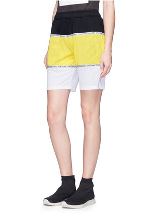 Front View - Click To Enlarge - OPENING CEREMONY - Logo jacquard colourblock unisex mesh shorts