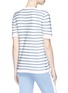 Back View - Click To Enlarge - SONIA RYKIEL - Patch pocket stripe textured silk T-shirt