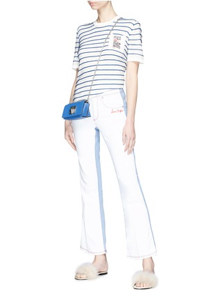Figure View - Click To Enlarge - SONIA RYKIEL - Patch pocket stripe textured silk T-shirt