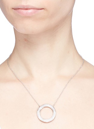 Figure View - Click To Enlarge - CZ BY KENNETH JAY LANE - Cubic zirconia wavy hoop pendant necklace