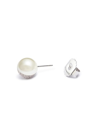 Detail View - Click To Enlarge - CZ BY KENNETH JAY LANE - Cubic zirconia shell pearl stud earrings