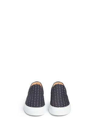 Front View - Click To Enlarge - WOOSTER + LARDINI - x Greats reflective dot print canvas skate slip-ons
