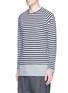 Front View - Click To Enlarge - WOOSTER + LARDINI - Contrast underlay stripe long sleeve T-shirt