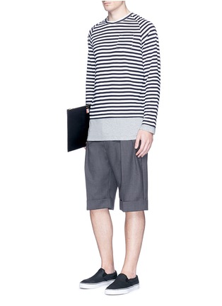 Figure View - Click To Enlarge - WOOSTER + LARDINI - Contrast underlay stripe long sleeve T-shirt