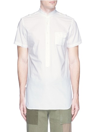 Main View - Click To Enlarge - WOOSTER + LARDINI - Mandarin collar stripe dobby shirt