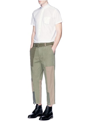 Figure View - Click To Enlarge - WOOSTER + LARDINI - Mandarin collar stripe dobby shirt