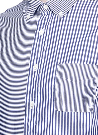 Detail View - Click To Enlarge - WOOSTER + LARDINI - Stripe patchwork poplin shirt