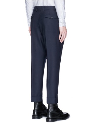 Back View - Click To Enlarge - WOOSTER + LARDINI - Double pleated wool hopsack cropped pants