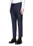 Front View - Click To Enlarge - WOOSTER + LARDINI - Double pleated wool hopsack cropped pants