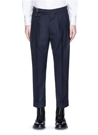 Main View - Click To Enlarge - WOOSTER + LARDINI - Double pleated wool hopsack cropped pants