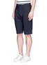 Front View - Click To Enlarge - WOOSTER + LARDINI - Pleated poplin Bermuda shorts