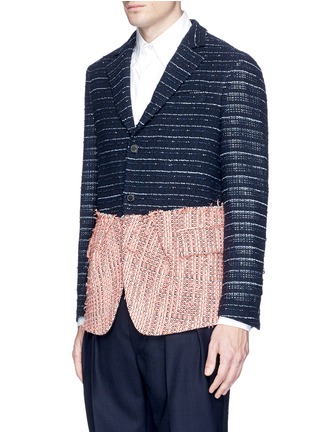 Front View - Click To Enlarge - WOOSTER + LARDINI - Summer tweed colourblock soft blazer